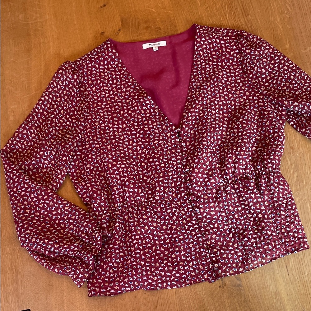 Madewell Burgundy Peplum Top